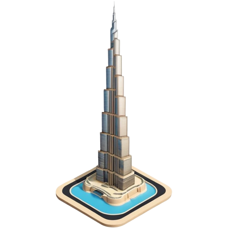 Burj Khalifa, beige color, minimalist style, top view, emoji style emoji