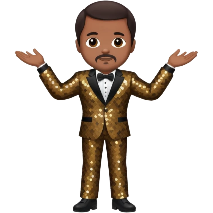 Berry Gordy with dark brown hair, dark brown sequin outfit  emoji