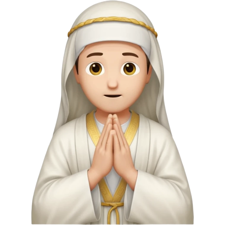 fullbody Pharisee, praying, hands together, long robe, head covering, standing, emoji style emoji