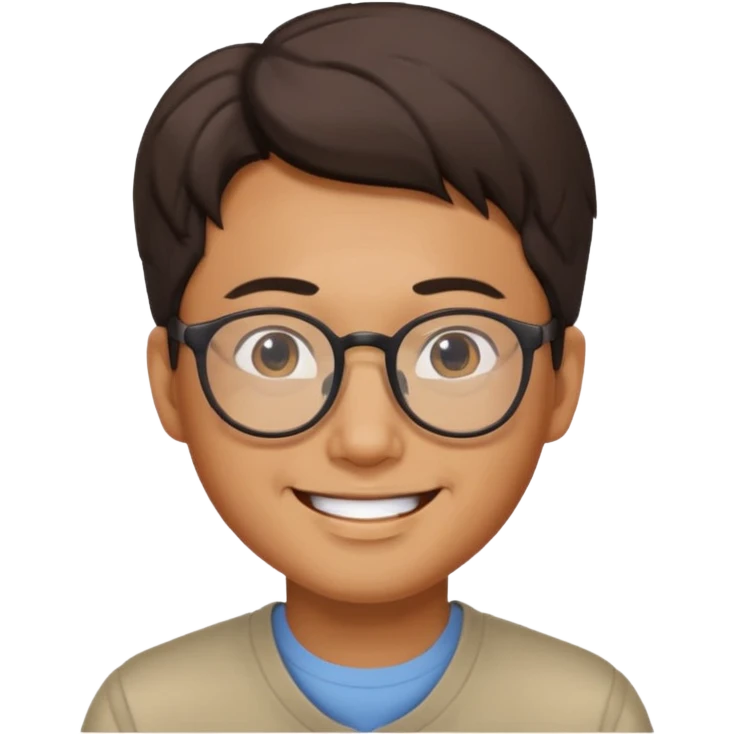 Korean man with glasses, smiling emoji