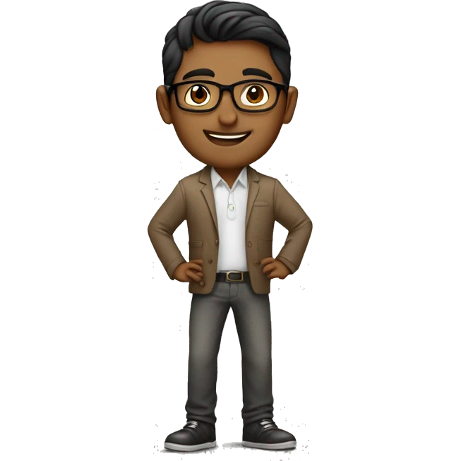an it guy in love with tech, indian short height wear glasses, mid 30s emoji