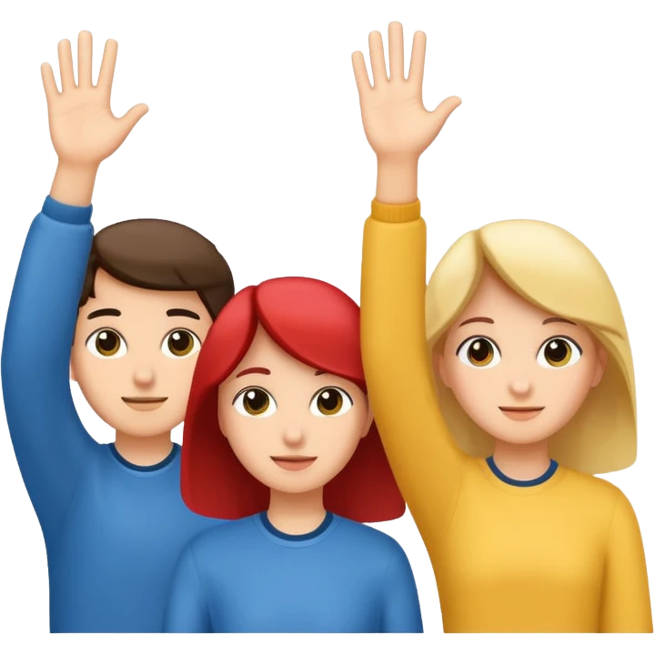 3 students put 1 hand up emoji