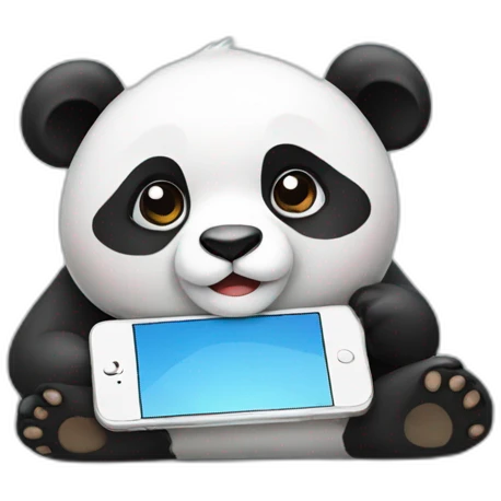 Panda lying with iphone emoji