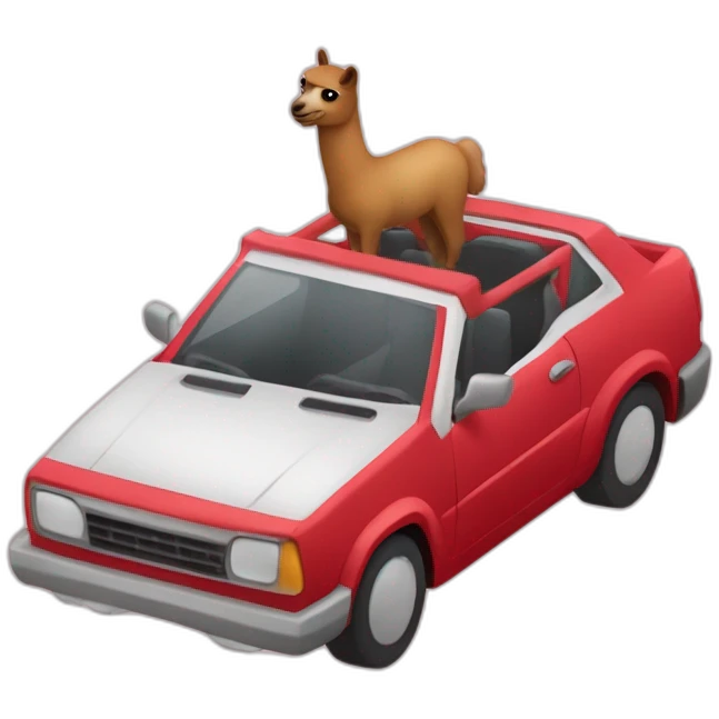 Lama dans une voiture de sport emoji