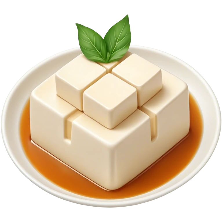 Cinematic Realistic Silken Tofu Dish Emoji, depicted as soft, smooth tofu in a delicate sauce rendered with lifelike detail and gentle, natural lighting. emoji