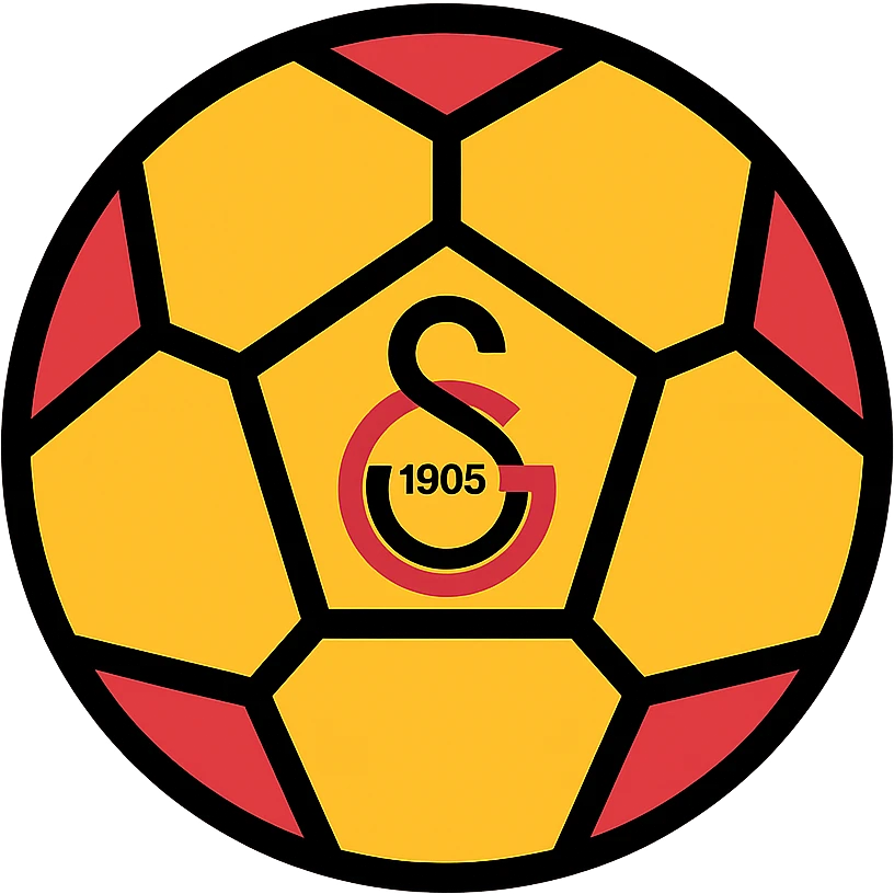 Galatasaray S.K. football, yellow and red pattern, dynamic, modern sports icon, lineal color icon with black outlines emoji