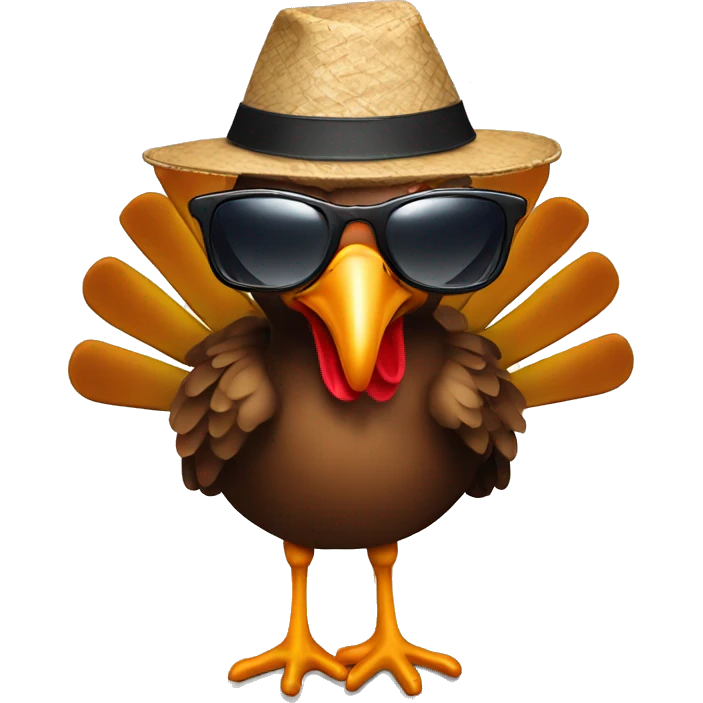 Turkey with sunglasses and hat emoji