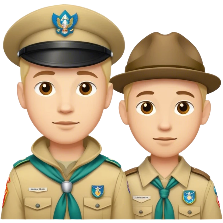 i want two men one taller than the other, both scouts emoji