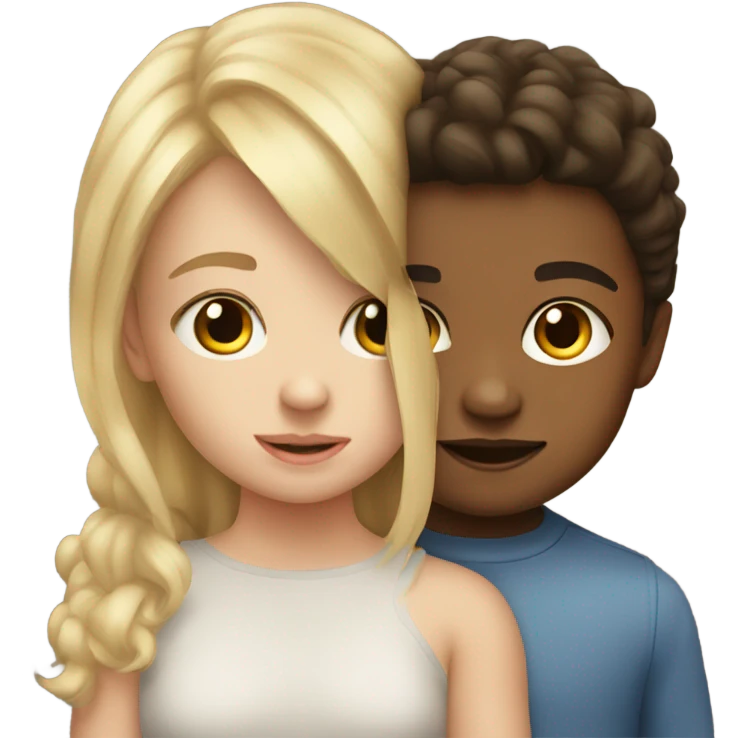 Blonde Girl with brunette baby brother emoji