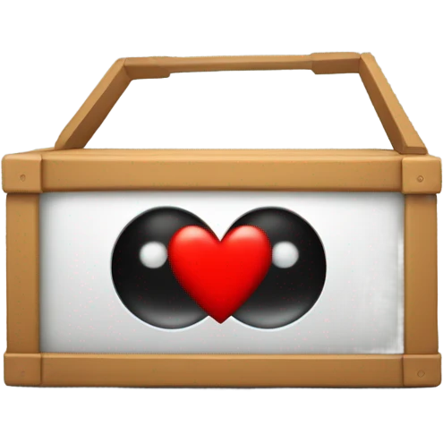 caja inteligente con lentes arriba de un corazon gigante emoji