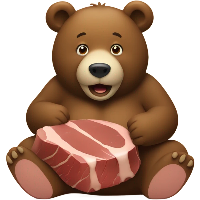 fat bear eating steak emoji
