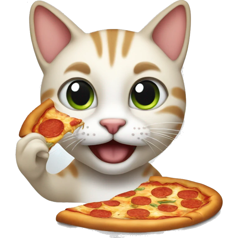 Cat eating pizza emoji
