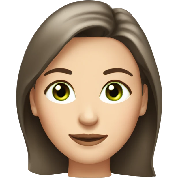 very pretty middle age woman with bright green eyes and shoulder length straight brown hair long eyelashes emoji