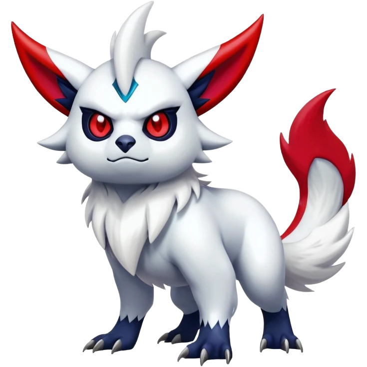 Shiny Colorful Gothic Exotic Badass Cool Absol-Zangoose-Pokémon-Fakémon-hybrid-creature (full body) emoji