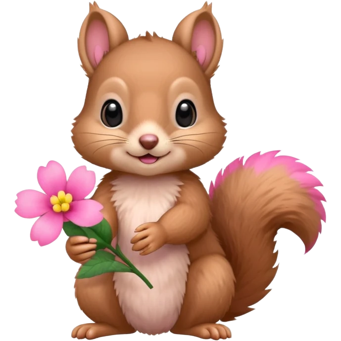 baby squirrel hold a flower emoji
