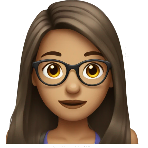 girl with long hair glasses brown hair emoji