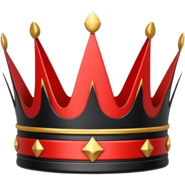 sleek minimalist crown icon, black and red, sharp edges, serpent coiled around crown, symbolizing supreme leadership and power, clean lines, high contrast, flat design, emoji style emoji