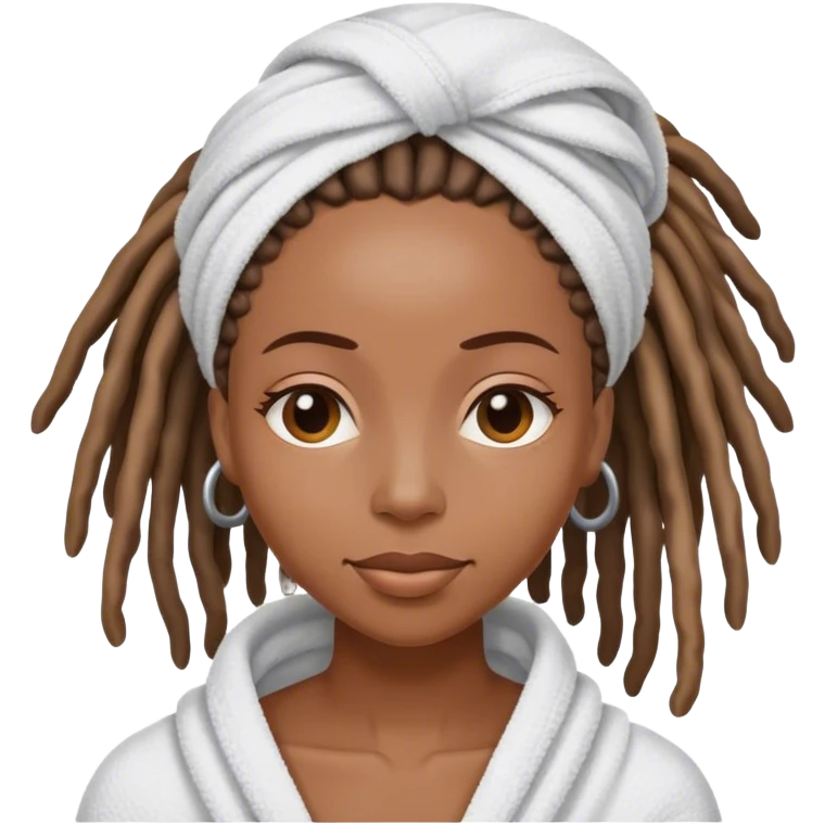Black woman with locs towel emoji