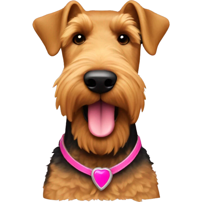 Airedale Terrier with pink Robin emoji