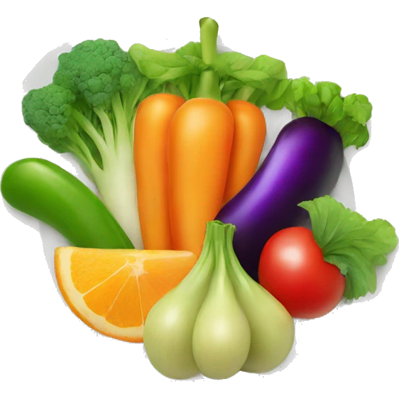 Vegetables and fruits on plate emoji