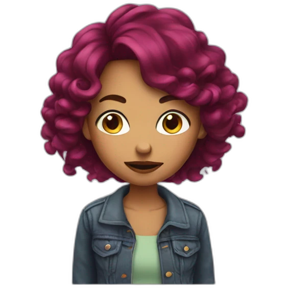 Girl maroon hair vaping emoji