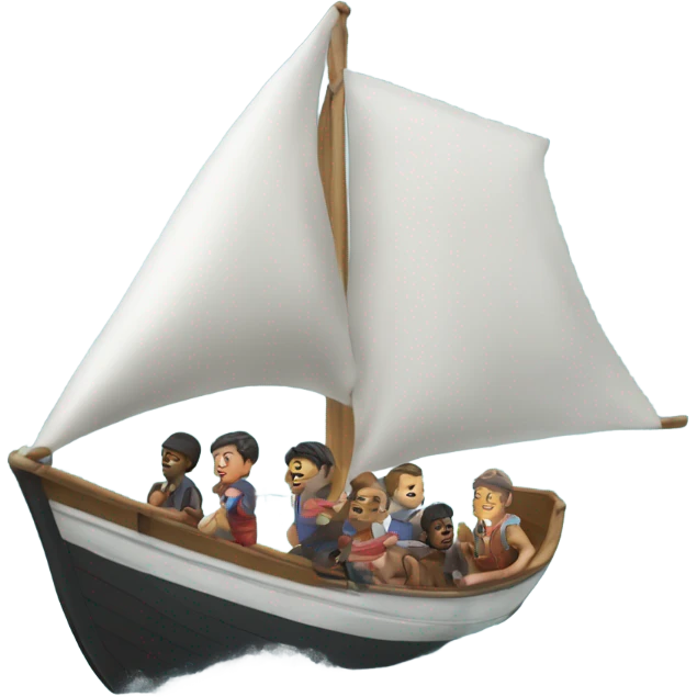 A boat sailing, whose name is Pelotari, carries many people and there are many waves￼ emoji