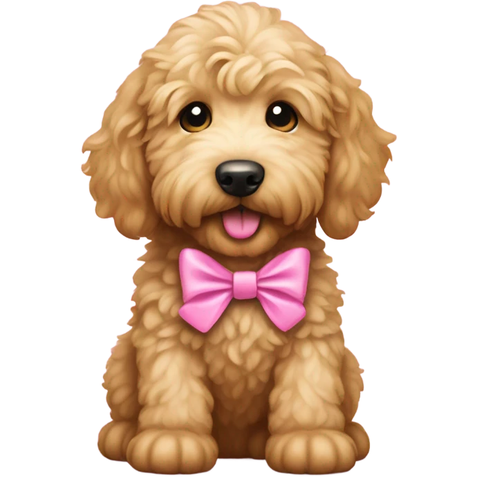 golden doodle puppy with a pink bow on it’s collar  emoji