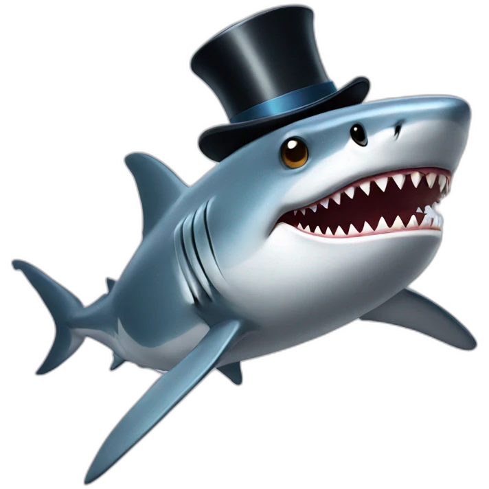 Shark with a top hat emoji
