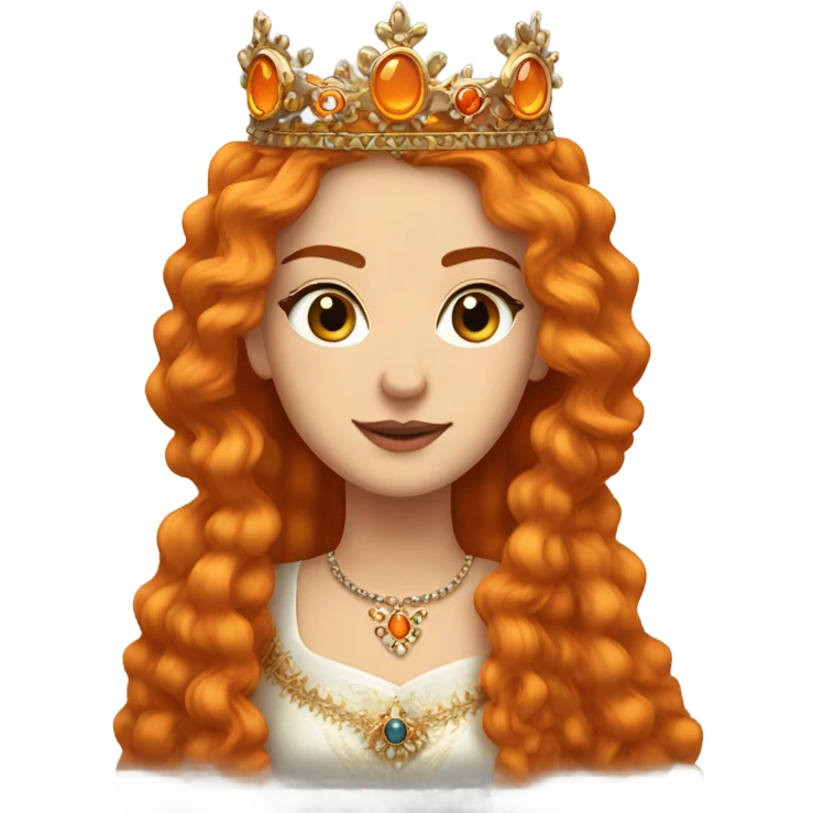 Hurrem Sultan with orange long hair and crown emoji