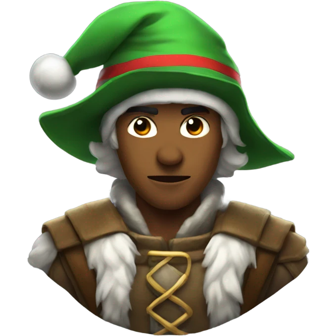 Fierce human male ranger wearing santa hat emoji