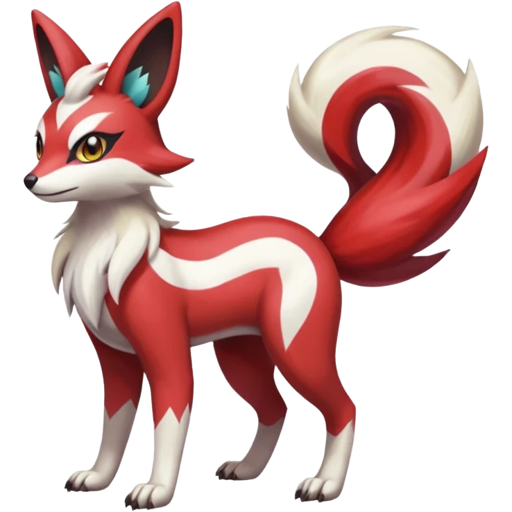 Colorful Skilled Adept Graceful Asian Painted Meloetta-Furret-Lycanroc-Renamon-Zangoose-fusion-hybrid-creature (full body) emoji