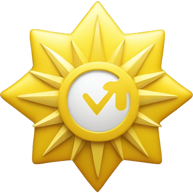 “A yellow badge with a white checkmark in the center, featuring a starburst design. This symbol represents verification, approval, or completion.” emoji