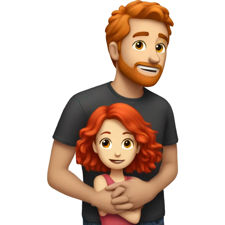 create a guy with red hair hugging a girl with red hair and he is taller than her emoji