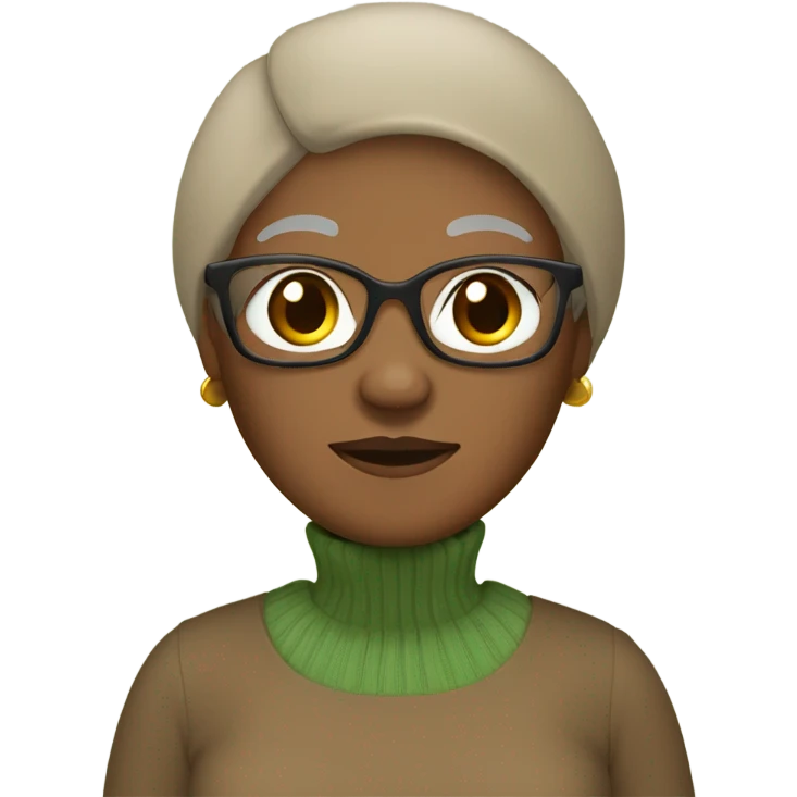 Black elderly woman with a green sweater and light brown beani who is slightly overweight  emoji