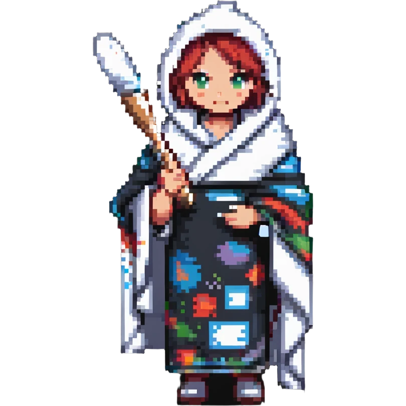 sick artist wrapped in a blanket holding a paintbrush emoji