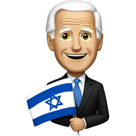Joe Biden holding Israeli flag  emoji