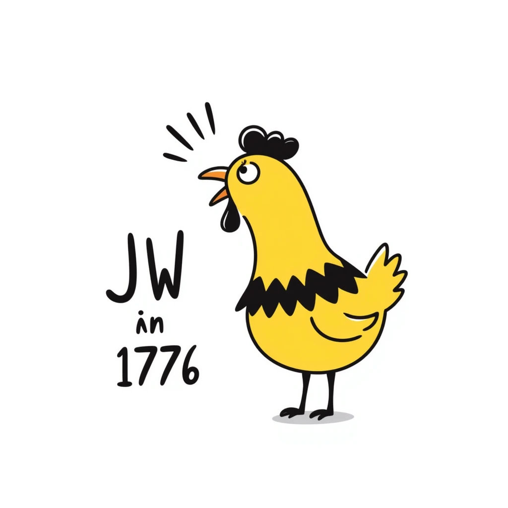 shouting yellow long neck chicken with the words 'JW 1776' emoji