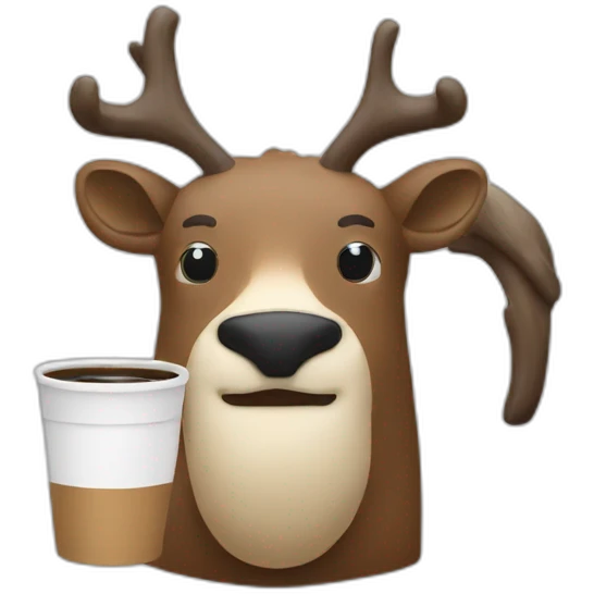 a caribou drinking coffee in a mug emoji