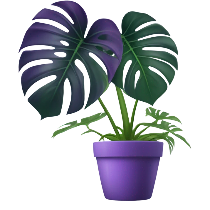all violet monstera plant in pot emoji