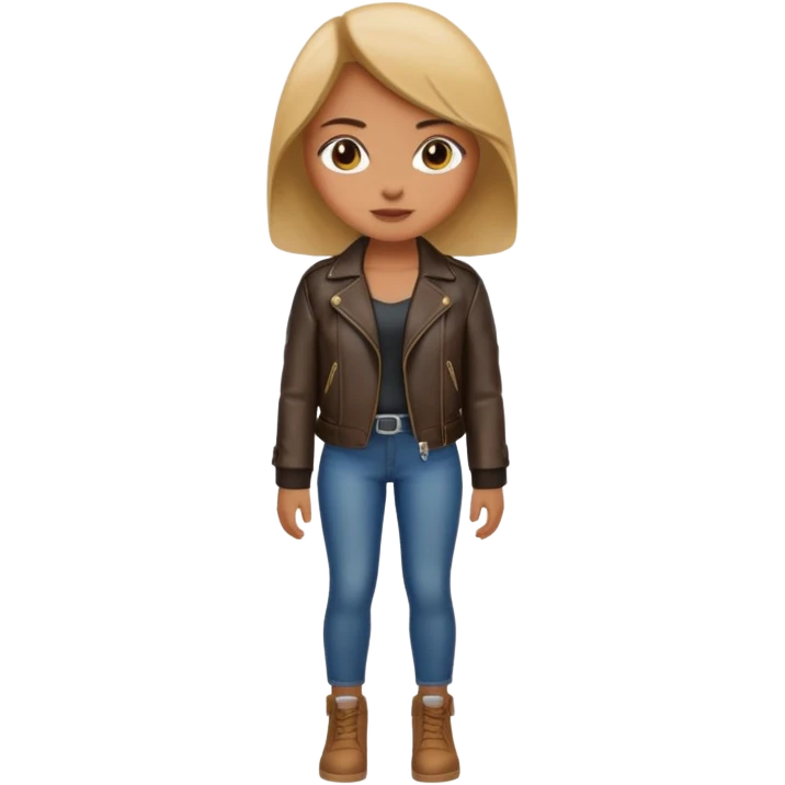 Girl in leather jocket, full body, different color emoji