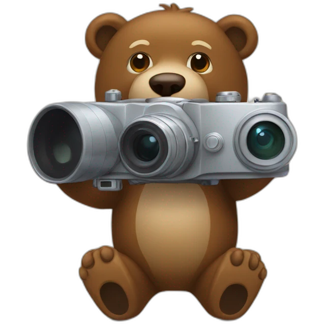urso segurando uma camera emoji