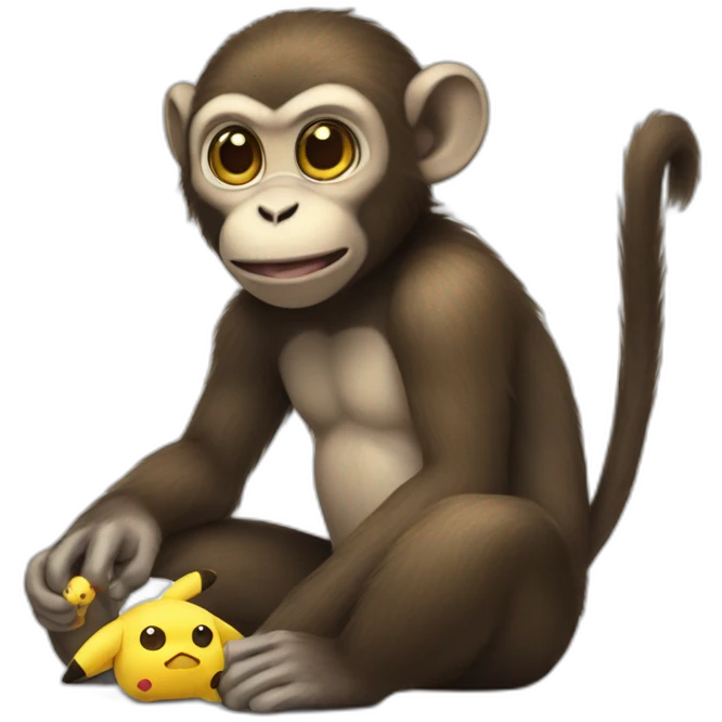 Monkey eating pikachu emoji