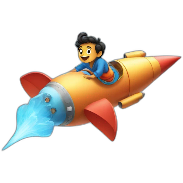Genie on the rocket emoji