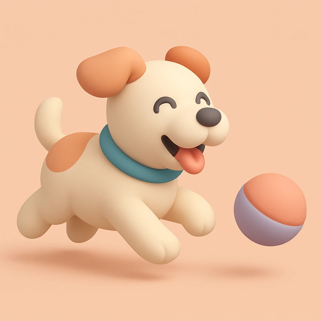 happy dog running after ball emoji
