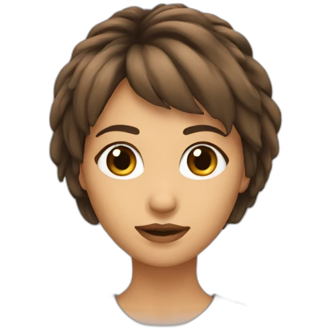 Mujer Pelo marron con flequillo emoji