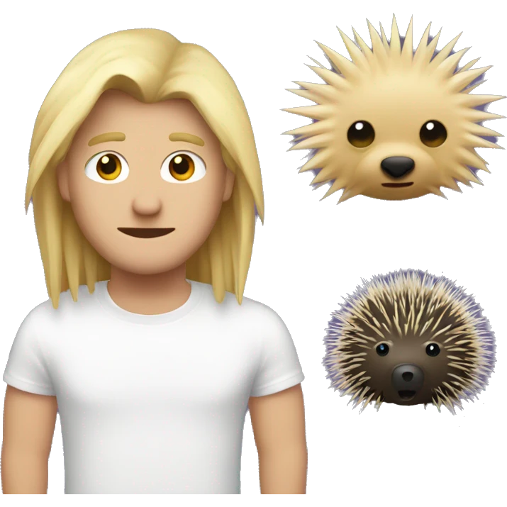 A blonde guy emoji and a porcupine emoji merged together emoji