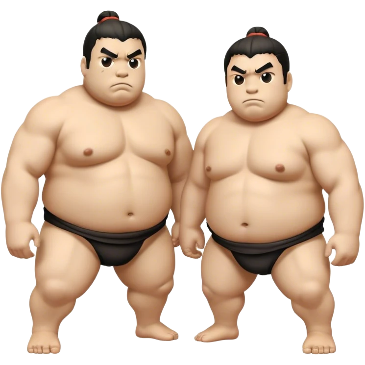 Cinematic Realistic Sumo Wrestling Emoji, depicted as an intense sumo match featuring powerful wrestlers in traditional mawashi, rendered with rich textures and dynamic dramatic lighting that captures the raw intensity of the sport. emoji