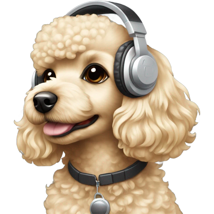 Blonde toy poodle with headphones on emoji
