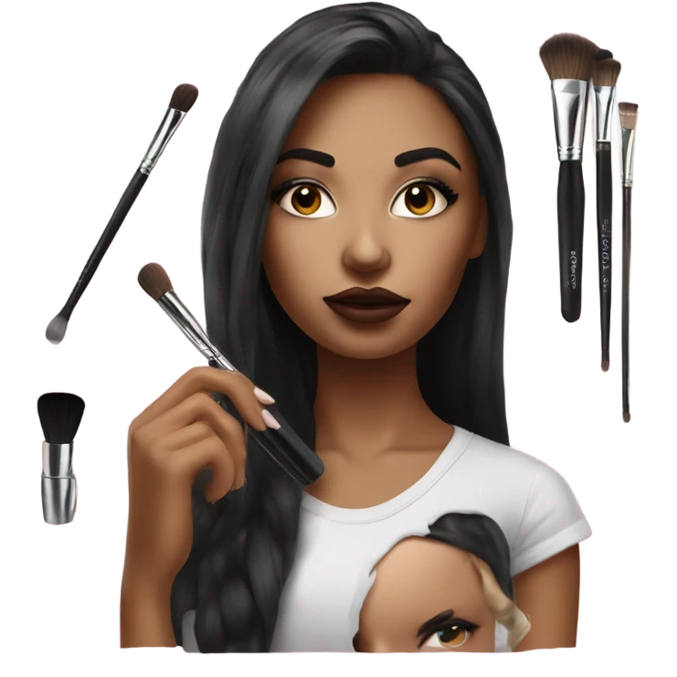 Hyper Realistic beautiful girl doing make up emoji