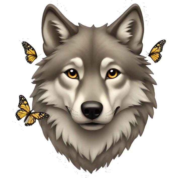 a wolf with butterflies emoji
